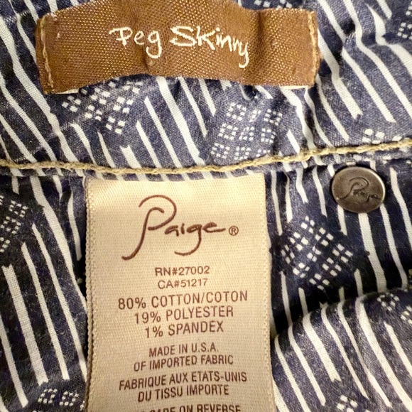 Paige Peg Skinny Jeans Size 26 Raw Hem Frayed Stretch Denim Medium Wash - Picture 6 of 8